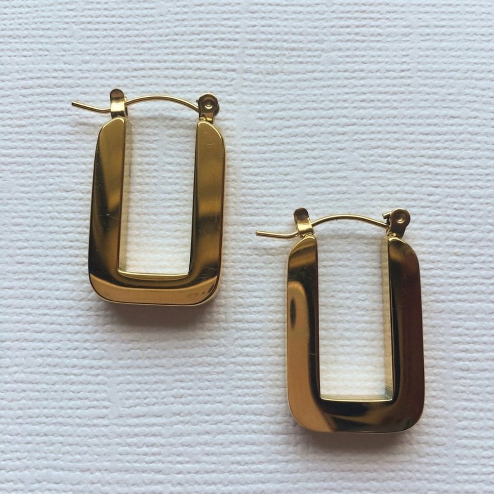 Statement Square 18K Gold Hoop Earrings